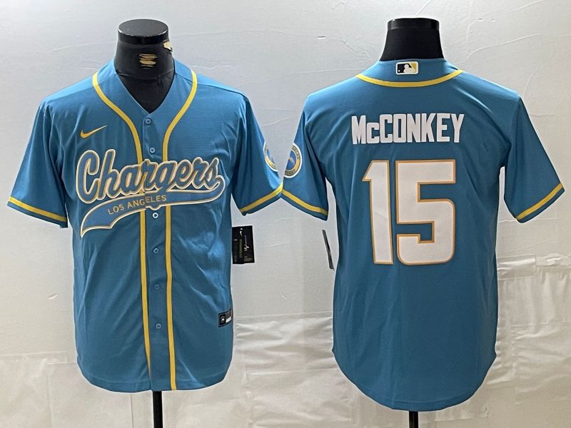 Men Los Angeles Chargers #15 Mcconkey Light blue Joint Name 2024 Nike Limited NFL Jersey style 1